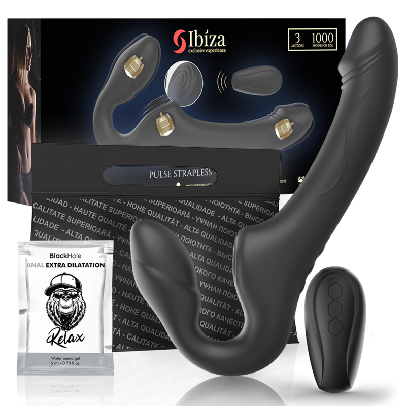 Vibrateur sans bretelles avec bouton-poussoir de télécommande – Ibiza