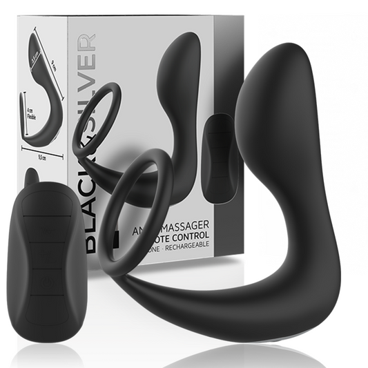 Masseur anal télécommande rechargeable silicone noir – Black & Silver