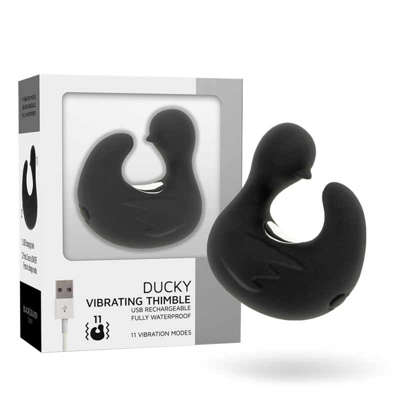 Dé à dés à canard rechargeable en silicone stimulant duckymania – Black & Silver