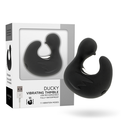 Dé à dés à canard rechargeable en silicone stimulant duckymania – Black & Silver