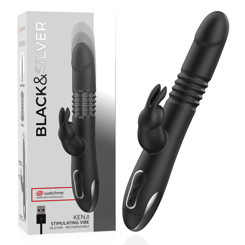 Vibrateur kenji vibromasseur rabbit up & down + télécommande watchme – Black & Silver