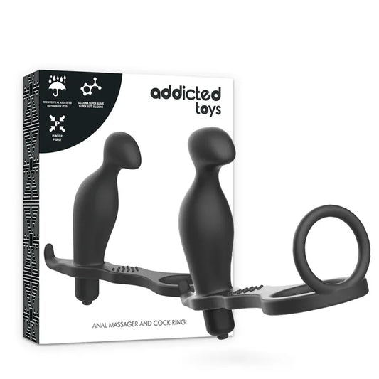 Addicted Toys – Plug Anal avec Anneau en Silicone Noir 12 cm