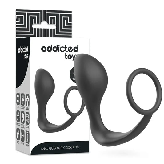 Addicted Toys – Plug Anal avec Anneau en Silicone Noir