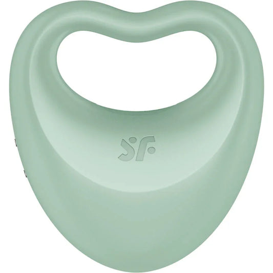 Anneau vibrant Satisfyer Perfect Pair 3 vert en forme de cœur, vue de face