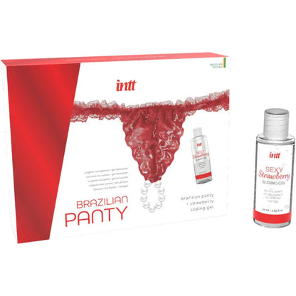 Intt Releases – Culotte Rouge Brésilienne avec Perles et Gel Lubrifiant 50 ml