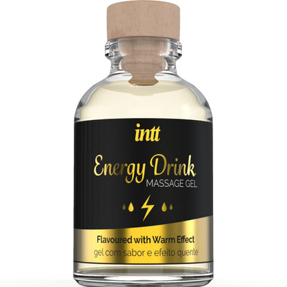 INTT MASSAGE &amp; ORAL SEX - GEL DE MASAJE ENERGÉTICO CON SABOR A BEBIDA DE CA Y EFECTO CALOR