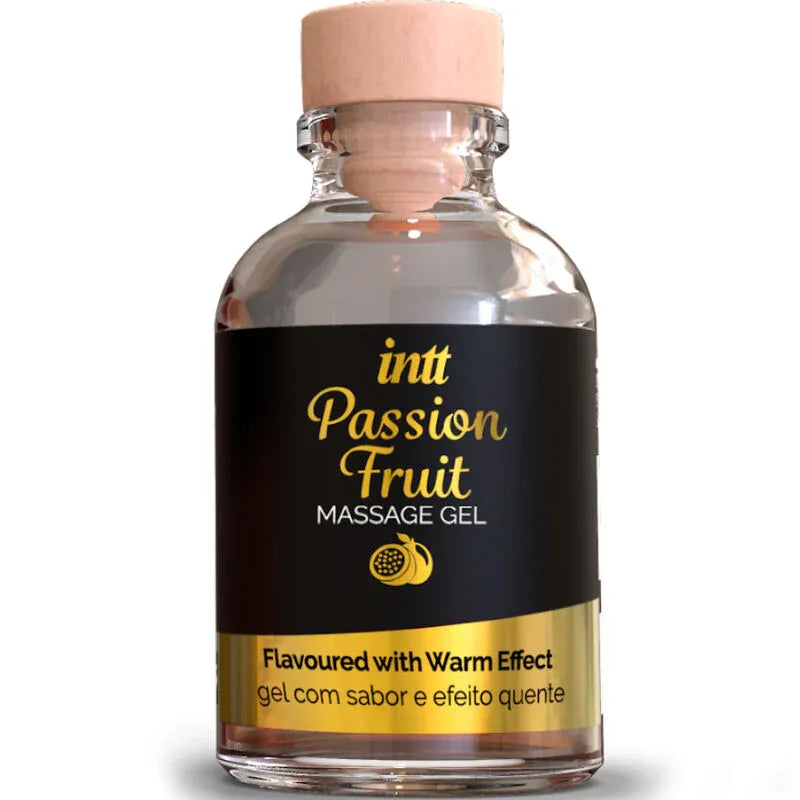 Intt Massage & Oral Sex – Gel de Massage Saveur Fruit de la Passion avec Effet Chaleur