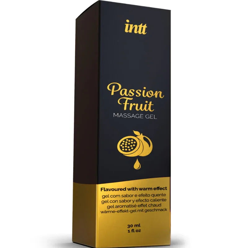 Intt Massage & Oral Sex – Gel de Massage Saveur Fruit de la Passion avec Effet Chaleur