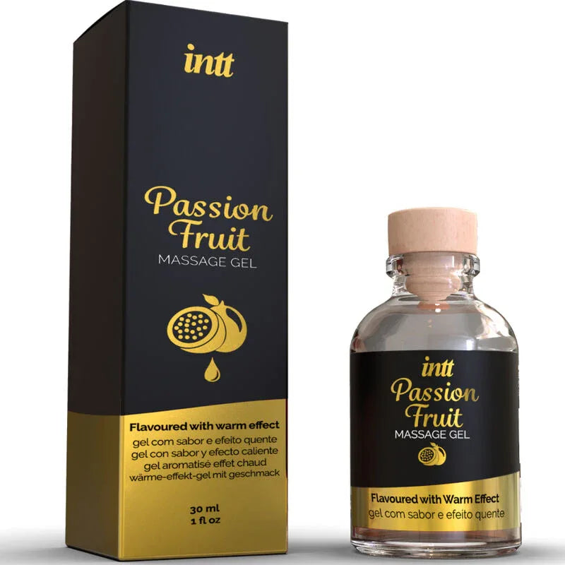 Intt Massage & Oral Sex – Gel de Massage Saveur Fruit de la Passion avec Effet Chaleur