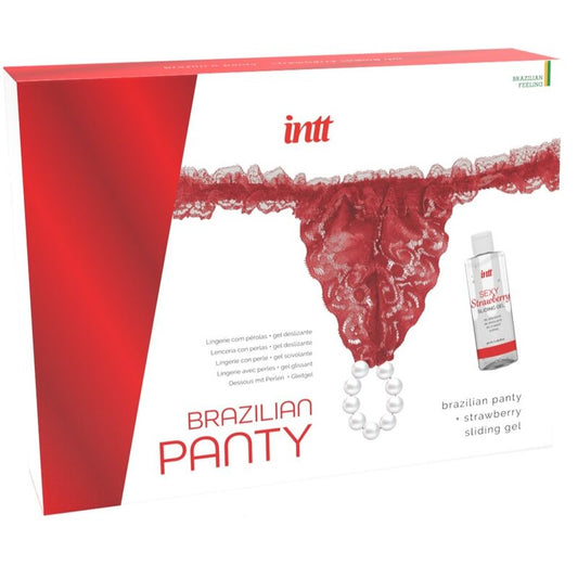 LANZAMIENTOS INTT - BRAGUITAS BRASILEÑAS ROJAS CON PERLAS Y GEL LUBRICANTE 50 ML