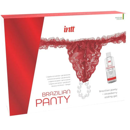 Intt Releases – Culotte Rouge Brésilienne avec Perles et Gel Lubrifiant 50 ml
