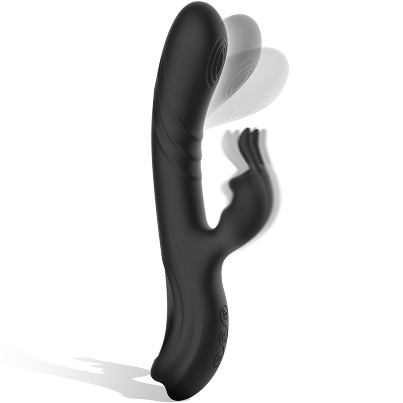 Stimulateur de lapin en silicone rechargeable jamie noir – Black & Silver