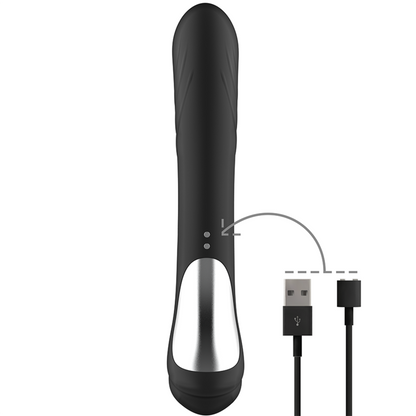 Stimulateur de lapin en silicone rechargeable jamie noir – Black & Silver