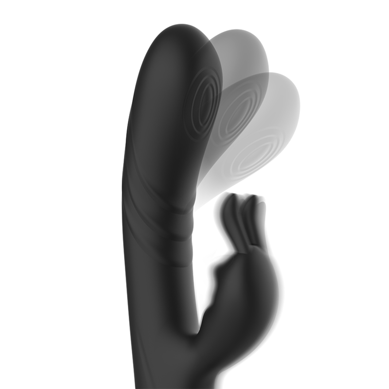 Stimulateur de lapin en silicone rechargeable jamie noir – Black & Silver