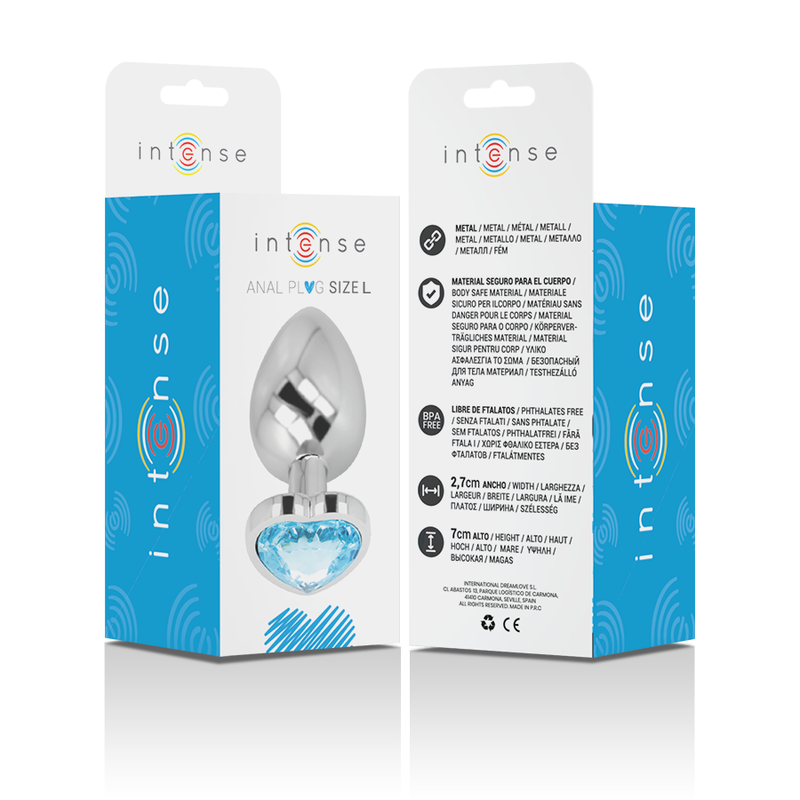 INTENSE - PLUG ANAL MÉTAL ALUMINUM COEUR BLEU TAILLE L