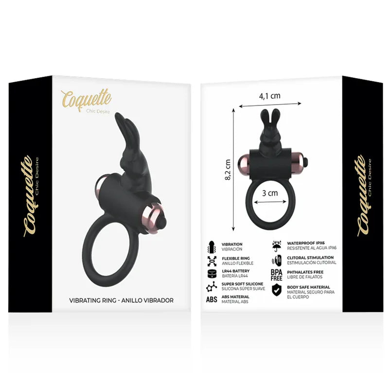 Coquette Chic Desire – Cockring avec Vibrateur Noir / Or