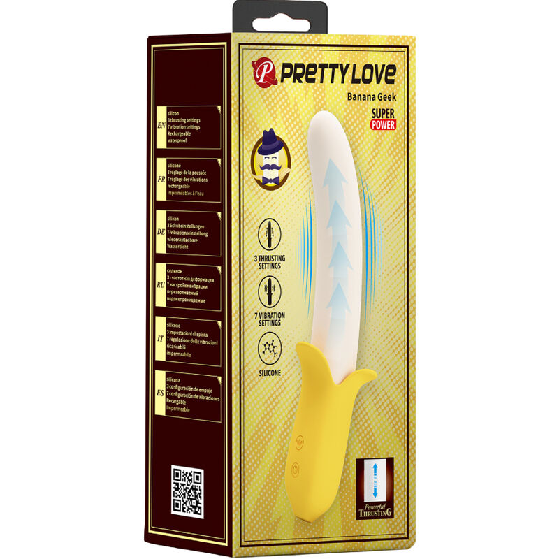 PRETTY LOVE - BANANA GEEK SUPER POWER 7 VIBRATIONS UP&amp;DOWN SILICONE NOIR