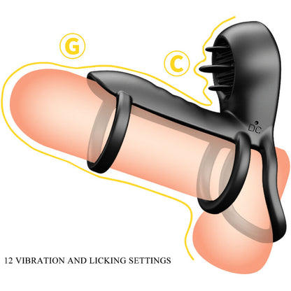 PRETTY LOVE - GAINE PÉNIS JAMMY 12 VIBRATIONS WITH LANGUE IN RECHARGEABLE SILICONE