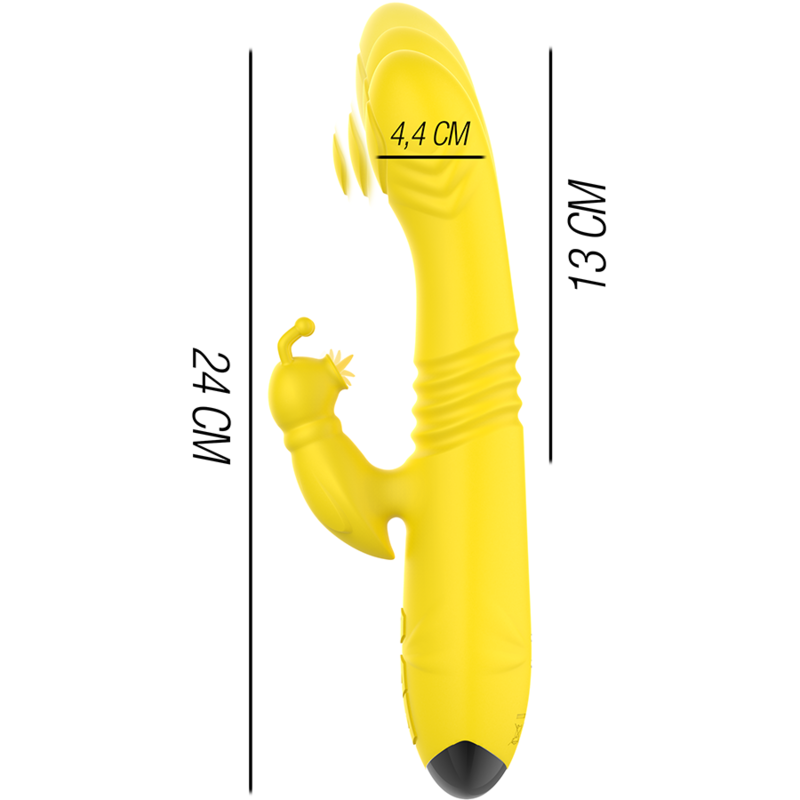 INTENSE - VIBRATEUR MULTIFONCTION TOKY UP &amp; DOWN AVEC STIMULATEUR CLITORAL JAUNE