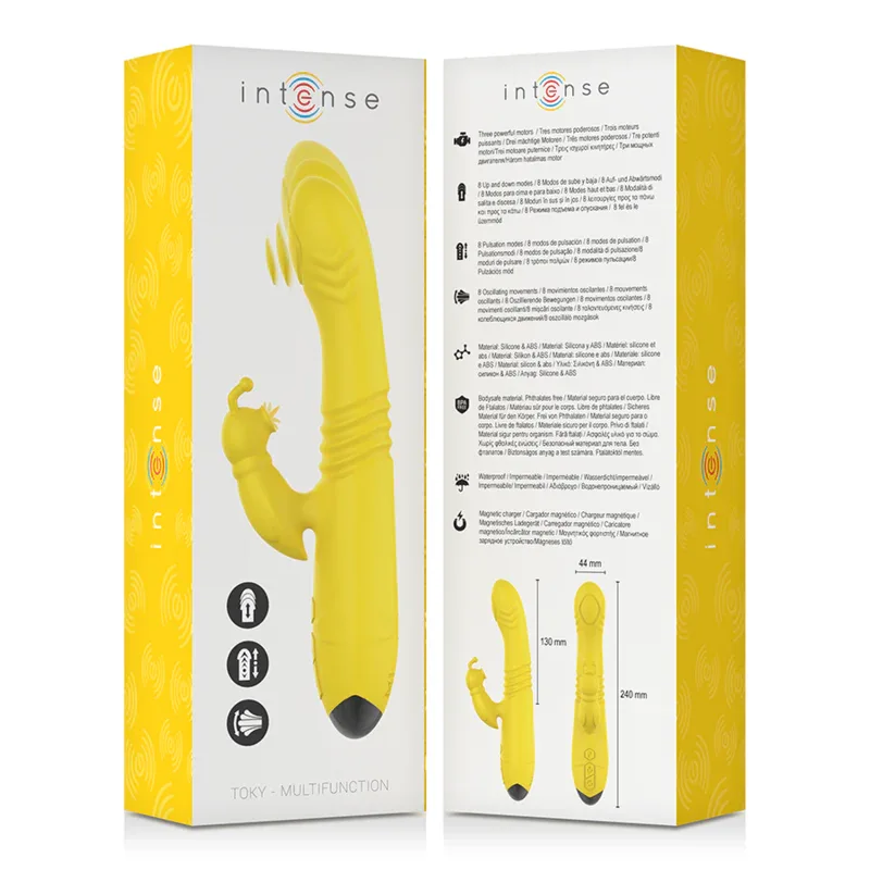 Intense – Vibrateur Multifonction Toky Up & Down avec Stimulateur Clitoral Jaune