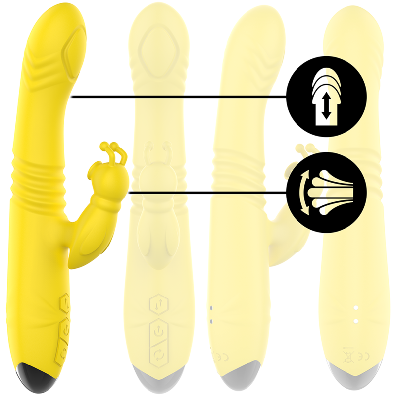 INTENSE - VIBRATEUR MULTIFONCTION TOKY UP &amp; DOWN AVEC STIMULATEUR CLITORAL JAUNE