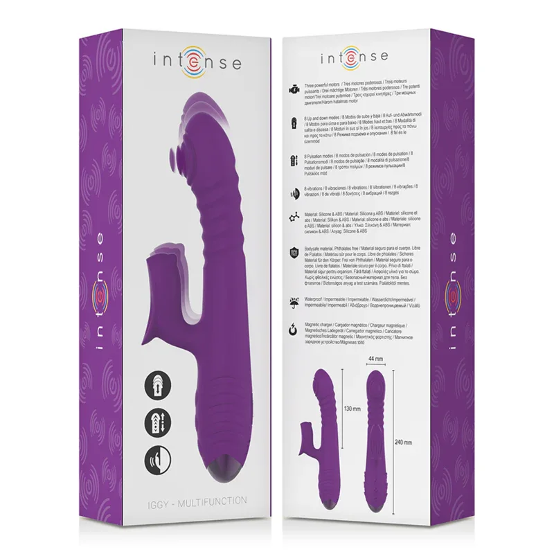 Intense – Vibrateur Rechargeable Multifonction Iggy Up & Down avec Stimulateur Clitoral Violet
