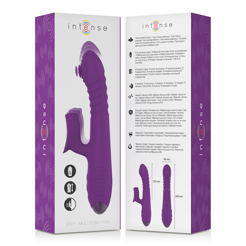 INTENSE - VIBRATEUR RECHARGEABLE MULTIFONCTION IGGY UP &amp; DOWN AVEC STIMULATEUR CLITORAL VIOLET