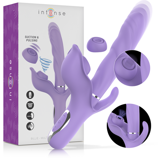 INTENSE - BILLIE VIBRATEUR MULTIFONCTION RECHARGEABLE ONDES STIMULANTES AVEC BOUTON POUSSOIR VIOLET