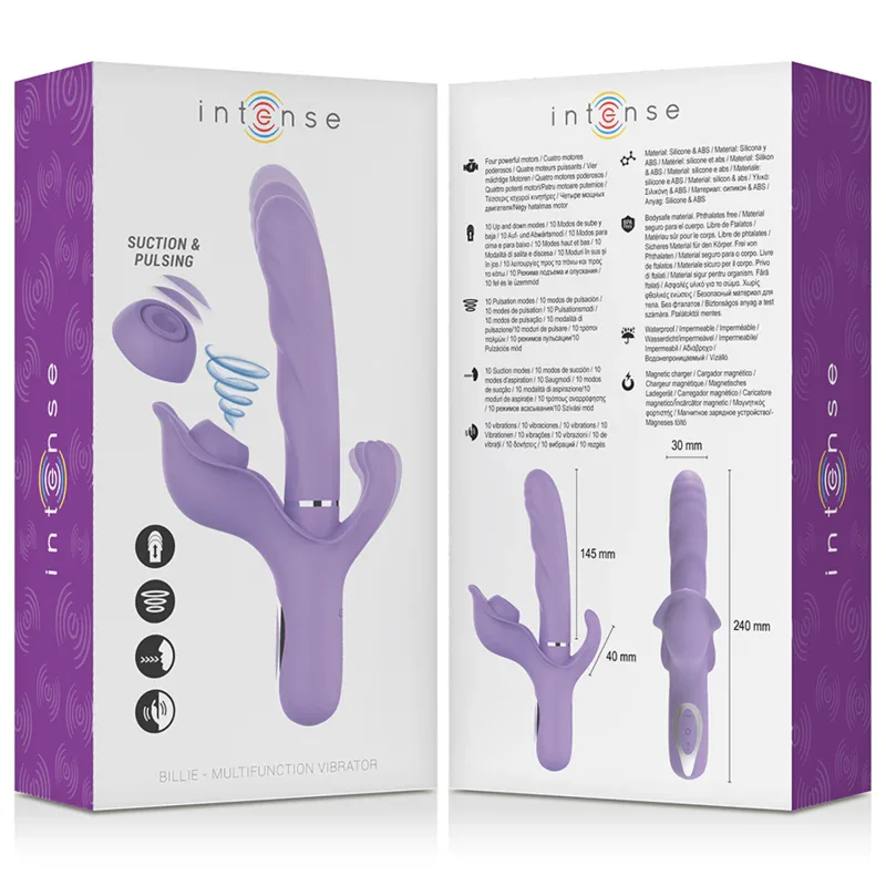 Intense – Billie Vibrateur à Aspiration Rechargeable Multifonctionnel avec Bouton Poussoir