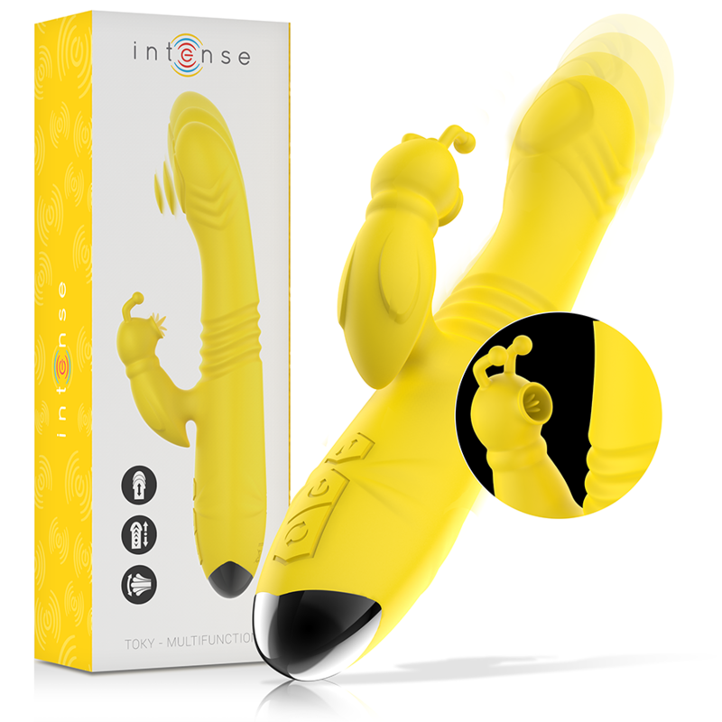 INTENSE - VIBRATEUR MULTIFONCTION TOKY UP &amp; DOWN AVEC STIMULATEUR CLITORAL JAUNE
