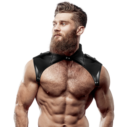 ACTITUD SUMISA FETICHE - ARNÉS DE CUELLO AJUSTABLE DE CUERO ECOLÓGICO PARA HOMBRE BRIGADE