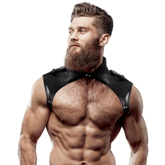 ACTITUD SUMISA FETICHE - ARNÉS DE CUELLO AJUSTABLE DE CUERO ECOLÓGICO PARA HOMBRE BRIGADE