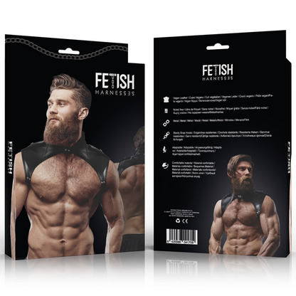 ACTITUD SUMISA FETICHE - ARNÉS DE CUELLO AJUSTABLE DE CUERO ECOLÓGICO PARA HOMBRE BRIGADE