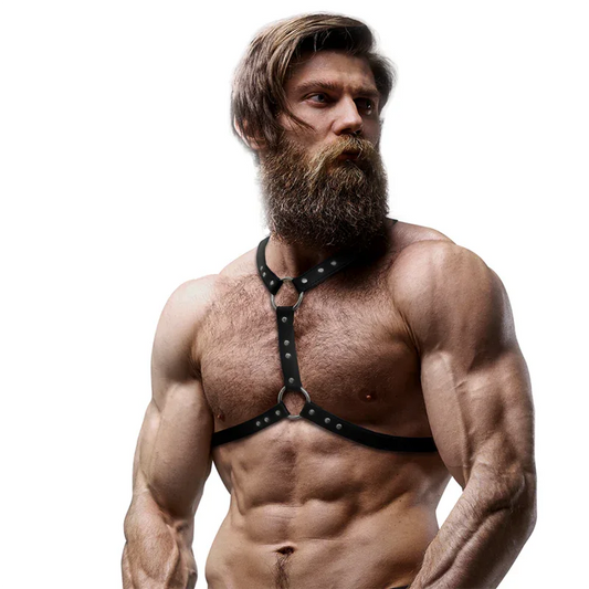 Fetish Submissive Attitude – Harnais de Poitrine en Éco Cuir avec Double Support et Clous pour
