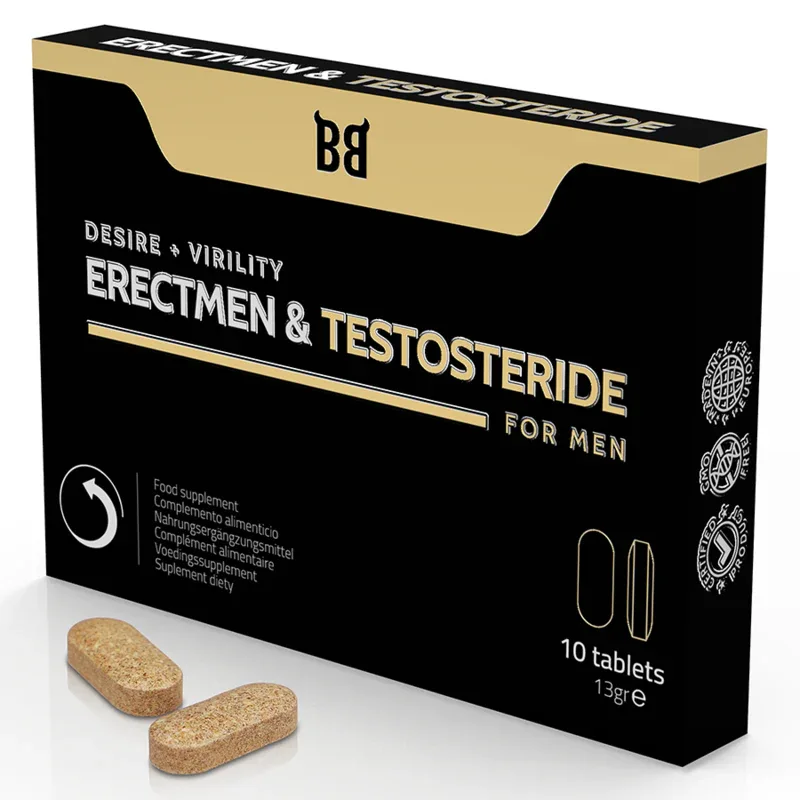 Black Bull – Erectmen & Testosteride Puissance et Testostérone pour Hommes 10 Gélules