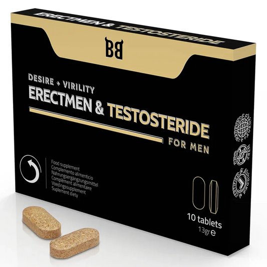 Black Bull – Erectmen & Testosteride Puissance et Testostérone pour Hommes 10 Gélules