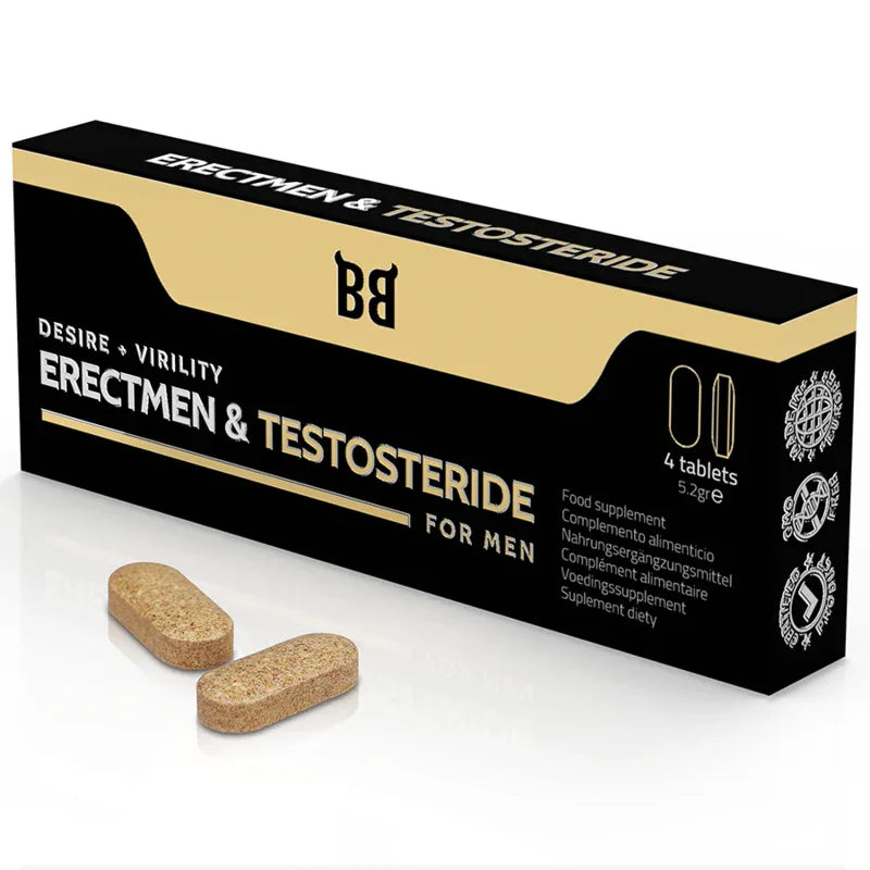 Black Bull – Erectmen & Testosteride Puissance et Testostérone pour Hommes 4 Gélules