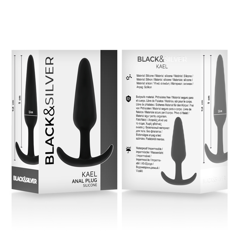 Plug anal en silicone kael avec poignée moyenne – Black & Silver