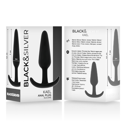 Plug anal en silicone kael avec poignée moyenne – Black & Silver
