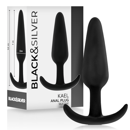 Plug anal en silicone kael avec poignée moyenne – Black & Silver