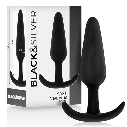 Plug anal en silicone kael avec poignée moyenne – Black & Silver