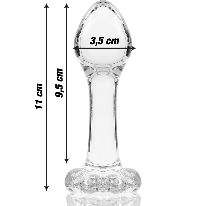 Plug anal modèle 2 verre borosilicate clair 11 cm -o- 3.5 cm – Nebula Series By Ibiza