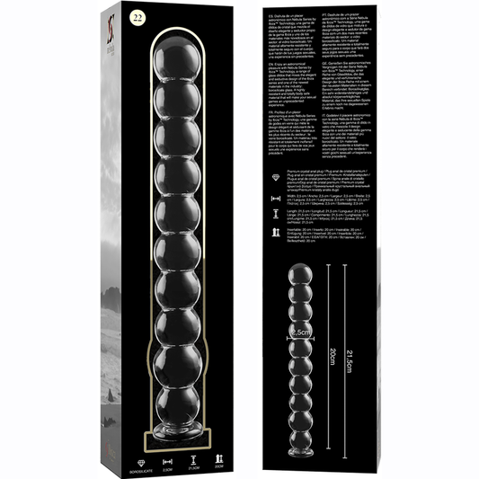 Modèle 22 gode en verre borosilicate clair 21.5 cm -o- 2.5 cm – Nebula Series By Ibiza