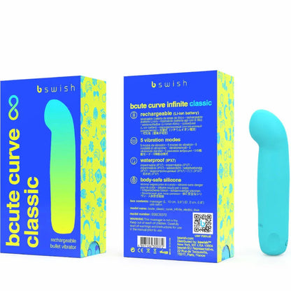 B Swish – Vibrateur Rechargeable Bcute Curve Infinite Classique Bleu Silicone