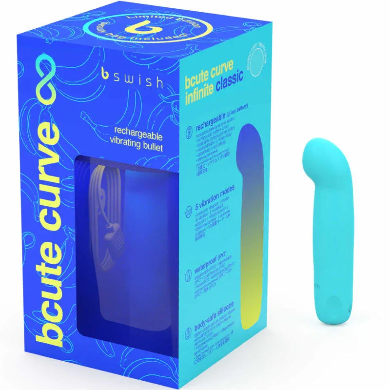 B Swish – Vibrateur Rechargeable en Silicone Bleu Bcute Curve Infinite Classic Édition Limitée