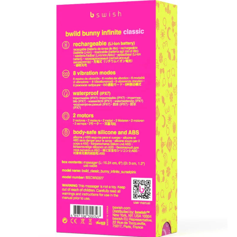 B Swish – Vibrateur Rechargeable Classique Bwild Bunny Infinite Silicone Rose