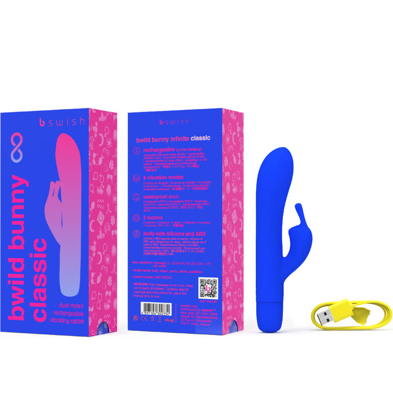 B SWISH - VIBRADOR CLÁSICO RECARGABLE BWILD BUNNY INFINITE SILICONA AZUL
