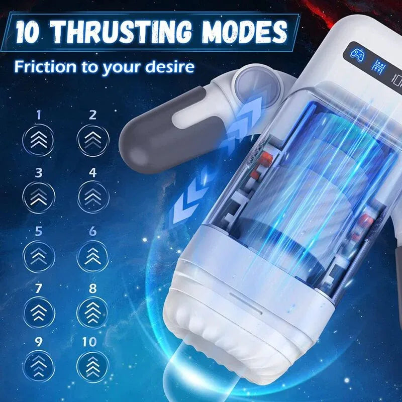 Baile For Him – Game Cup Masturbateur à Vibration de Poussée avec Fonction Chauffante et Support Mobile Noir