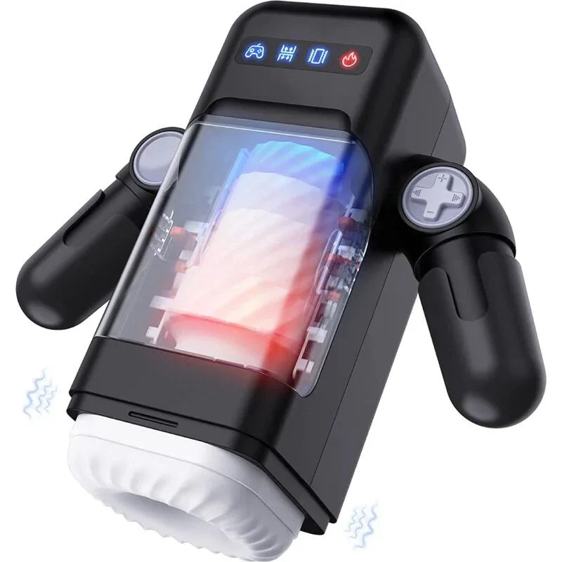 Baile For Him – Game Cup Masturbateur à Vibration de Poussée avec Fonction Chauffante et Support Mobile Noir
