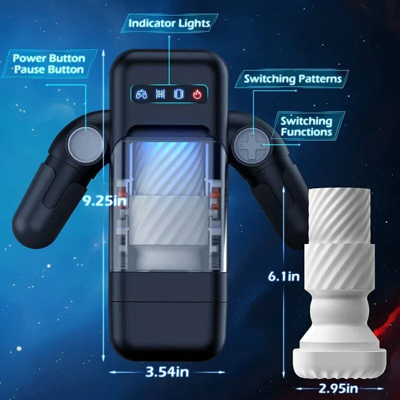 Baile For Him – Game Cup Masturbateur à Vibration de Poussée avec Fonction Chauffante et Support Mobile Noir